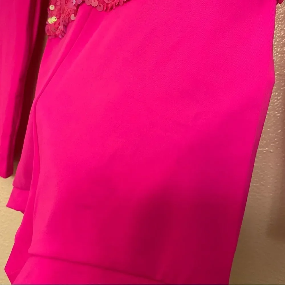 Weissman Dance costume hot pink sassy sequin biketard Bom Bom 11524 Child LC - Picture 5 of 10